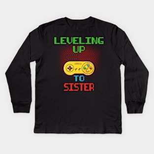 Promoted To Sister T-Shirt Unlocked Gamer Leveling Up Kids Long Sleeve T-Shirt